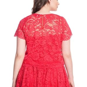 Red Lace plus size Crop Top